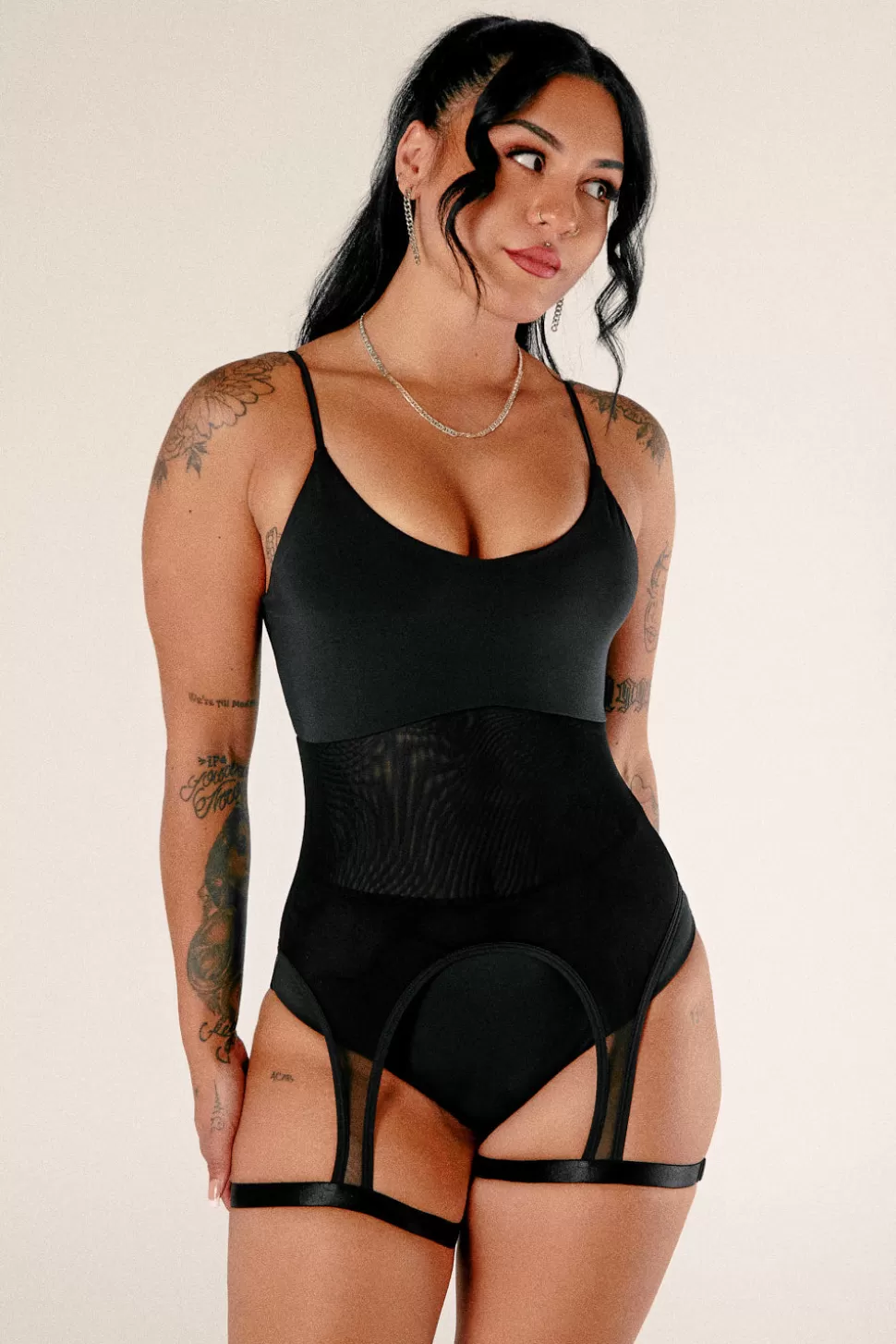 Women CXIX Body & Jumpsuits*Baddies Garter Bodysuit - Black