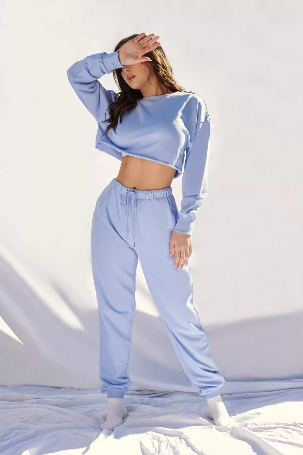 Women CXIX Joggers & Jumpers*Oversized Cropped Jumper - Powder Blue