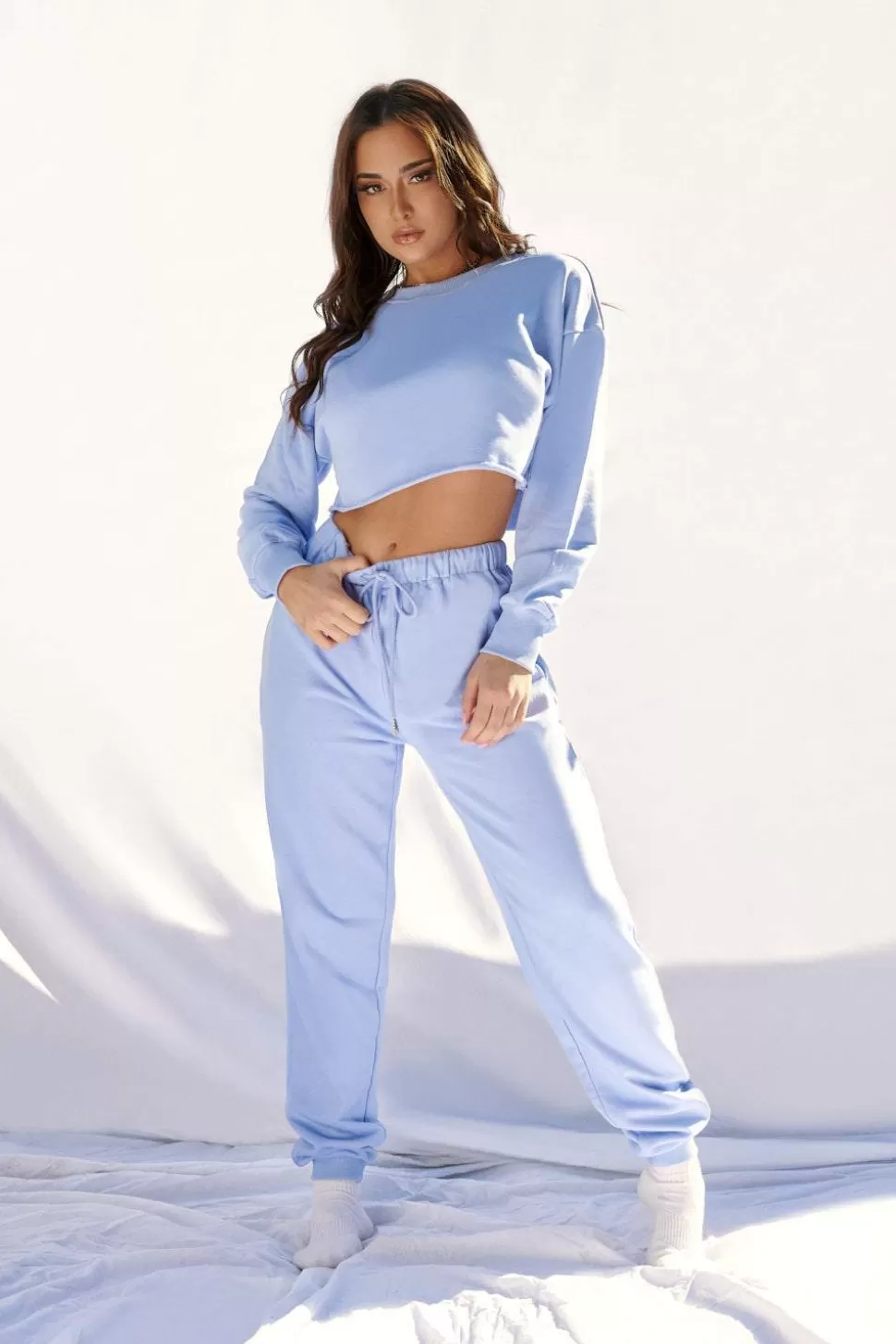 Women CXIX Joggers & Jumpers*Oversized Cropped Jumper - Powder Blue